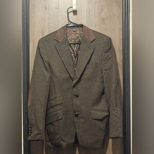 Men's Brown Blazer with Suede Accents Size 36S